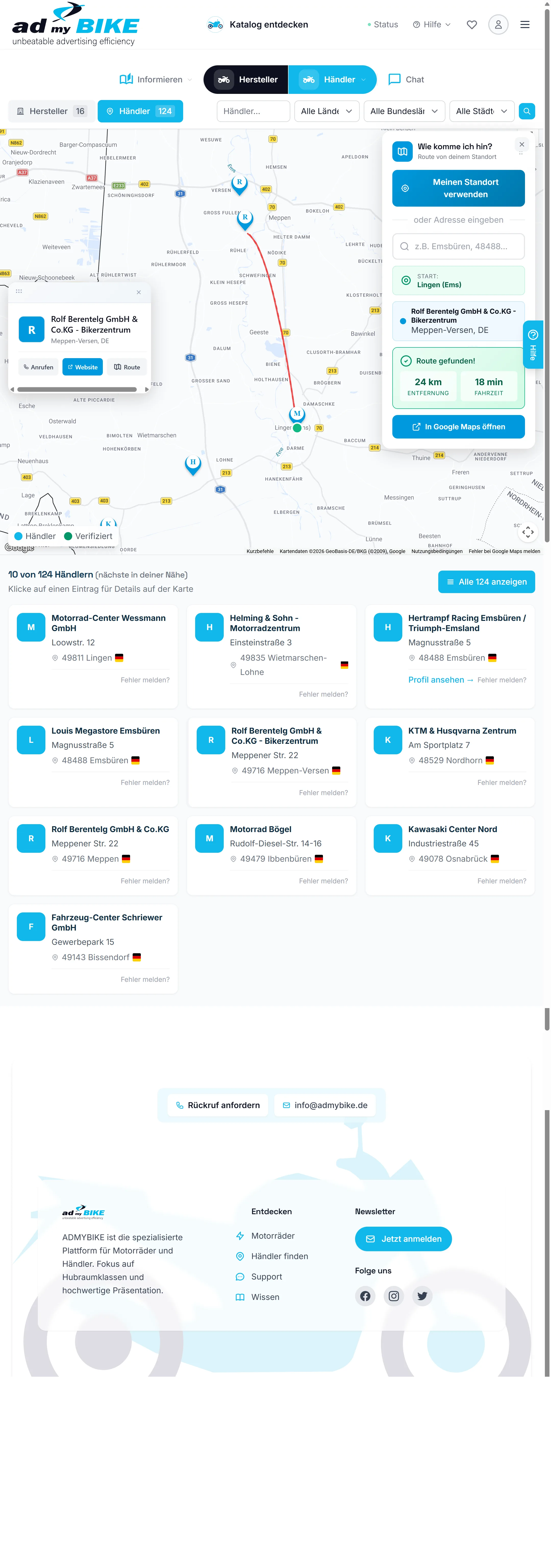 AdMyBike H&auml;ndlerkarte