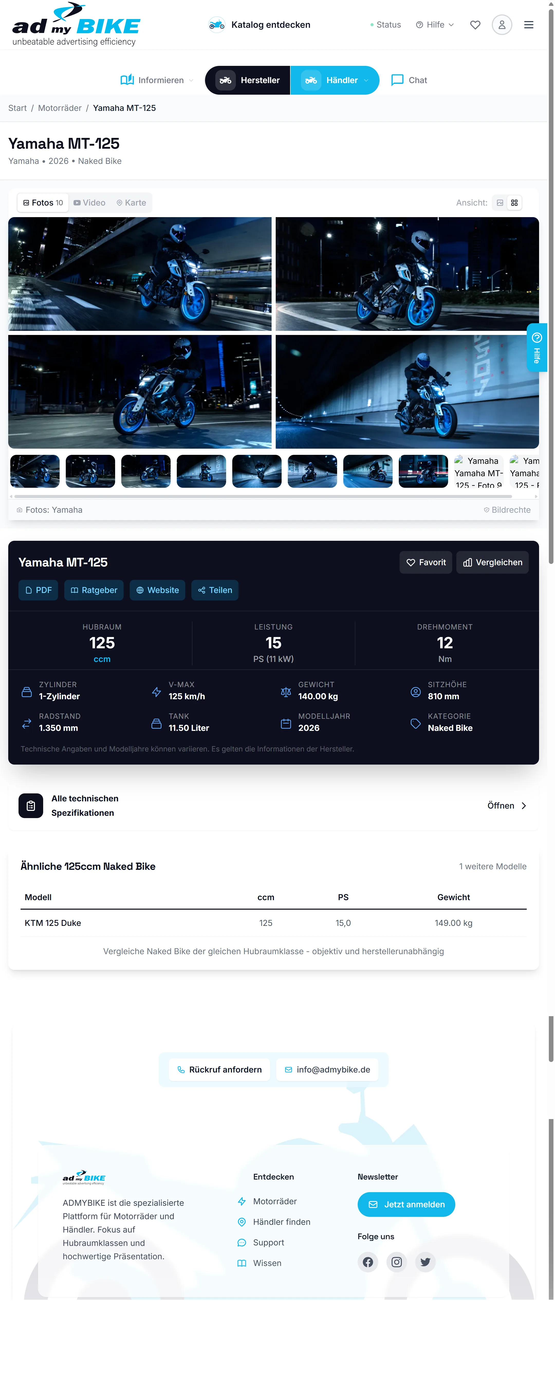 AdMyBike Landingpage